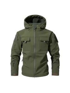 Veste softshell tactique pour homme avec capuche, manteau imperméable et coupe-vent.