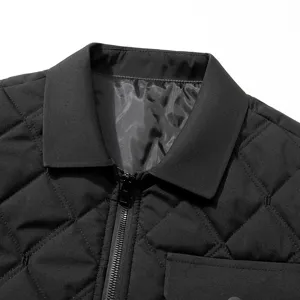 Men's Winter Thickened Puffer Jacket Business Casual Turn-Down Collar Warm Quilted Zip Outerwear Plus Size