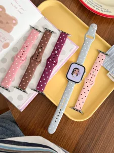Correa de repuesto deportiva de silicona con bonito estampado de topos para Apple