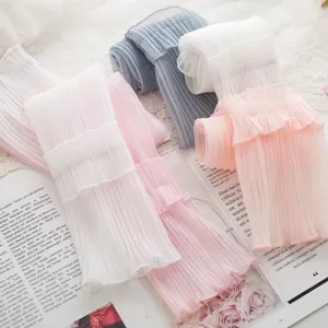 Manches de protection solaire d'été en dentelle filet anti-UV gants de conduite blanc rose