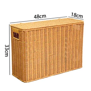 Boîte de rangement haute et étroite avec couvercle, panier effet rotin pour espaces et coins.