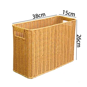 Panier de rangement tissé haut et étroit, boîte organisatrice pour salon, chambre et étagère.