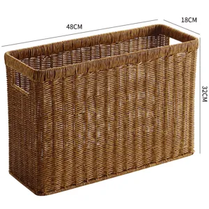 Panier de rangement en rotin etroit bac en osier pour espaces etroits maison 48x18x32cm