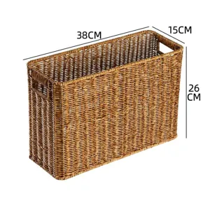 Panier de rangement en rotin mince pour espaces étroits, organisateur de maison et porte-revues.