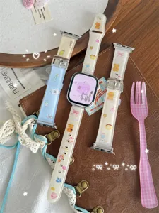Cute ice cream bear TPU watch strap compatible with Apple Watch,soft and stylish accessory.