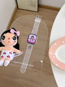 Cartoon silicone TPU watch strap compatible with Apple Watch Series, cute design, soft and durable.