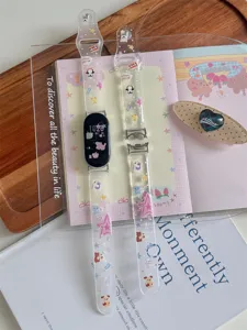 Bracelet de montre en silicone transparent mignon avec des motifs d'animaux kawaii pour smartwatch