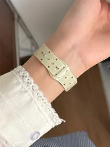 Clear jelly polka dot TPU watch band replacement for Apple Watch SE 8 9 10 11 detail view