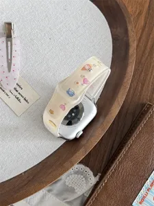 Cute ice cream bear TPU watch strap for Apple Watch Series 10 9 8 SE soft replacement band
