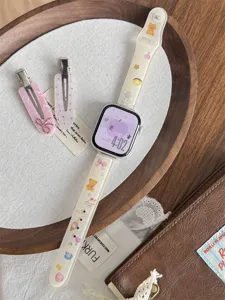Cute Cartoon Bear TPU Watch Strap Replacement Band Compatible with Apple Watch Series SE