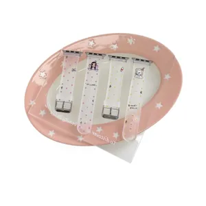 Transparent silicone watch band for Apple Watch, cute cartoon print soft TPU strap replacement.