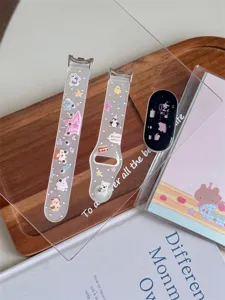 Bracelet de montre transparent en silicone motif animal mignon pour bracelet intelligent.