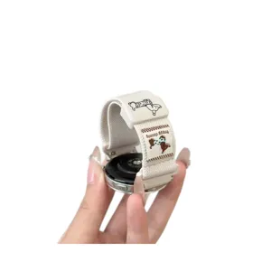 Vervangend nylon geweven magnetisch horlogebandje met schattig teckelsmotief voor dagelijks.