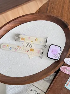 Ice cream bear TPU watch strap detail view compatible with Apple Watch Series 10 8 SE