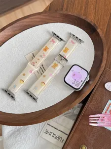 Cute ice cream bear TPU watch strap detail, featuring adorable cartoon prints for Apple Watch.