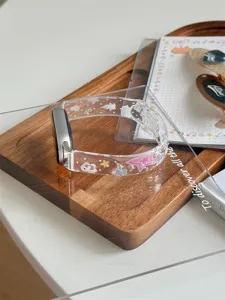 Bracelet de montre en silicone transparent avec motifs de dessins animés mignons.