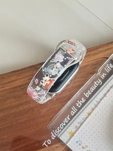 Bracelet de montre connectée en silicone transparent avec animaux, remplacement idéal.