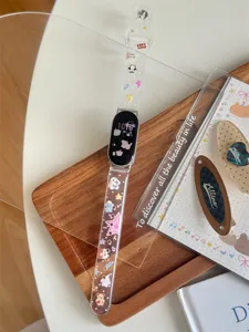 Bracelet de montre de rechange en silicone transparent avec motifs de dessins animés mignons.