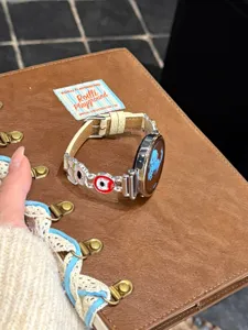 Ersatz-Lederarmband für Smartwatches mit süßem Cartoon-Hund Metall-Anhänger Zubehör