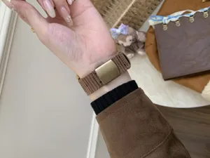 Brown corduroy watch strap replacement band compatible with Apple Watch series ultra SE 10 9