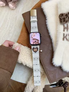 Cute bear star corduroy watch band compatible with Apple Watch Ultra SE 8 9 10 11 strap
