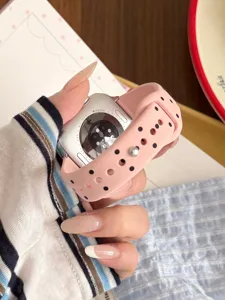 Correa de reloj deportiva de silicona con lunares rosas compatible con apple smartwatch