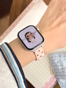 Correa de reloj de silicona con lunares rosa de repuesto compatible con smartwatch sport