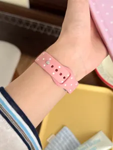 Correa de repuesto de silicona con lunares rosa para reloj inteligente brazalete.