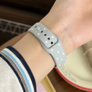 Grijs siliconen sport vervangend horlogebandje met stippen compatibel met Apple Watch.