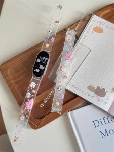 Bracelet de rechange pour montre connectée en silicone transparent motif animal mignon.