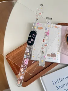 Bracelet de montre de remplacement en silicone transparent avec motif animal.