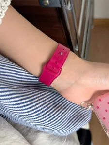Jelly polka dot TPU sports watch band, vibrant pink translucent replacement accessory for smart watch.