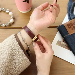 Genuine leather replacement watch strap compatible with smart bands, stylish and comfortable.