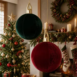 Samt aufblasbare Weihnachtskugel Anhänger, 30cm große hängende Dekoration für festliche Szenen.