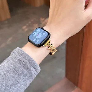Bracelet de montre en métal doré étoile strass de luxe remplacement pour Apple Watch série.