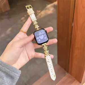 Bracelet de montre étoile en métal pelucheux pour Apple Watch design élégant accessoire quotidien