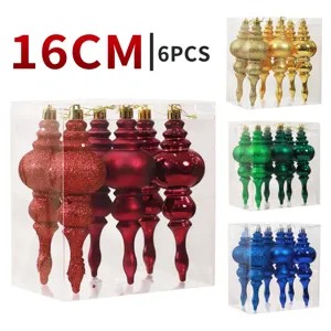 Christmas Tree Hanging Ornaments Shatterproof Plastic Finial Balls Glitter Electroplated Holiday Party Decor