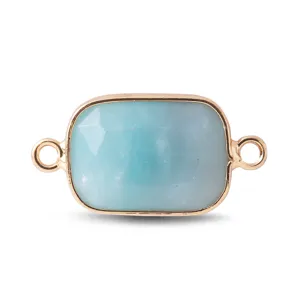 Vue détaillée du connecteur rectangulaire en pierre naturelle, accessoire bijoux DIY.