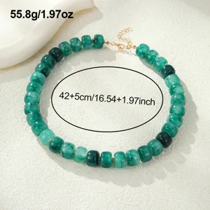 Acrylic resin chunky beaded necklace, jelly colorful statement choker for women beach style.