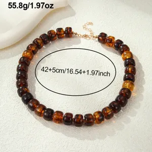 Bohemian acrylic resin beaded statement necklace, jelly color chunky choker for women beach jewelry.