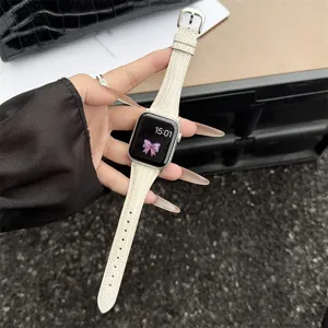 Eidechsenmuster Echtleder Uhrenarmband kompatibel mit Apple Watch Series Ultra SE 44mm