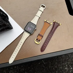 Eidechsenmuster Echtleder Uhrenarmband kompatibel mit Apple Watch Serie Ultra SE Ersatzarmband