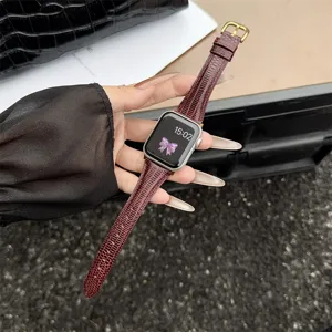 Luxus Eidechsenmuster Echtleder Ersatzarmband kompatibel mit Apple Watch Series.