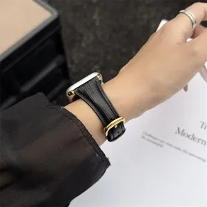 Elegantes Eidechsenmuster Echtleder Uhrenarmband kompatibel mit Apple Watch Serie Neu.