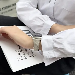 Eidechsenmuster Echtleder Armband Ersatz kompatibel mit Apple Watch Serie, eleganter Look.