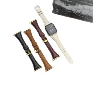 Eidechsenmuster Echtleder Uhrenarmband Ersatz Armband kompatibel mit Apple Watch Series Ultra SE