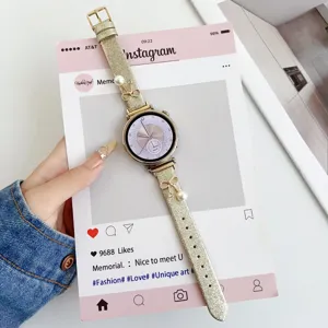 Correa de reloj brillante con lazo y perla accesorio decorativo de repuesto para reloj inteligente