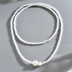 Elegante collana di perle a doppio filato design asimmetrico minimalista gioiello di moda