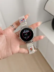 Replacement braided watch strap compatible with smartwatch cute bear metal charm accessory stylish