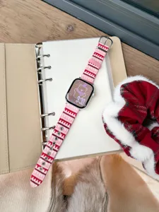 Autumn winter striped watch band for Apple Watch S11 S10 SE iWatch 9 8 pink red strap
